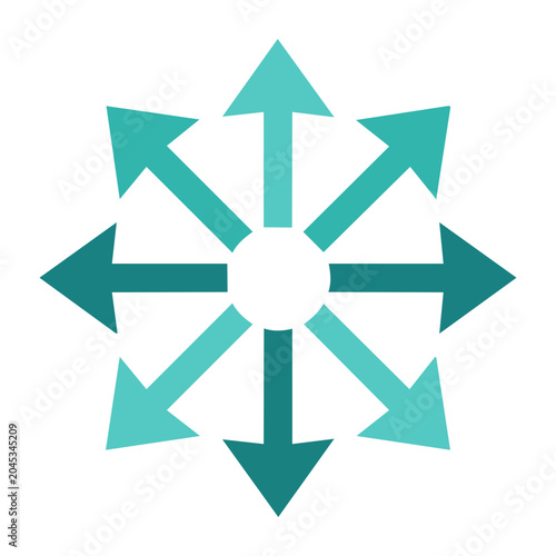 Radial arrows pointing outwards from a central circle