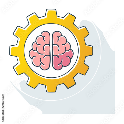 Illustration of a brain inside a gear