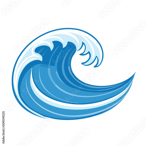 Stylized blue wave illustration on white background