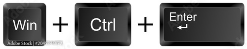 Fotografija win ctrl Enter  computer keyboard shortcut key button 3d icon symbol sign isolat