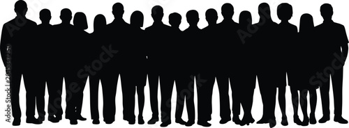 Foto Large Group Of Diverse People Silhouettes Standing Together In A Line crowd