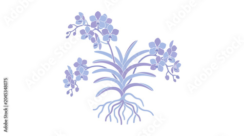 Bilde på lerret Purple Flowering Plant with Roots.