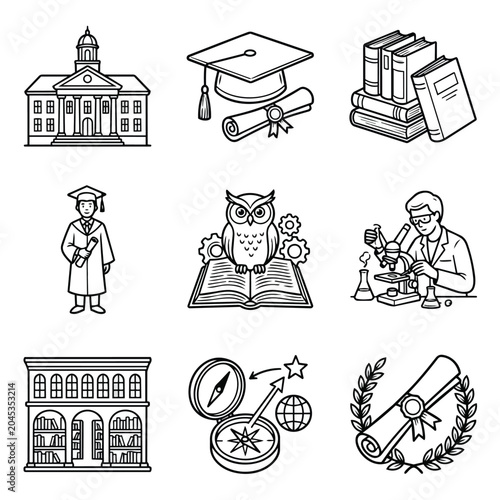 Education and Learning Icons Set.