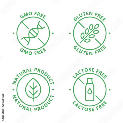 Food label icon set. White background.