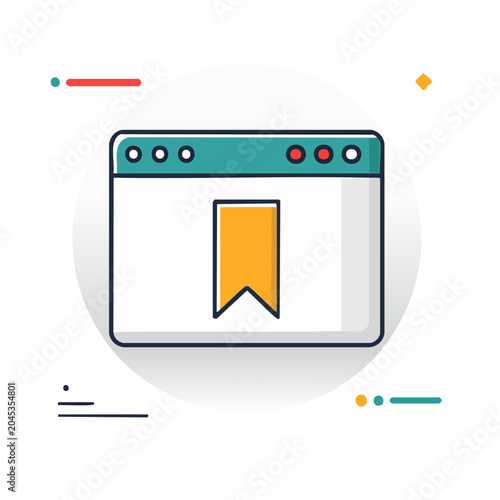 Flat design bookmark icon in a web browser window