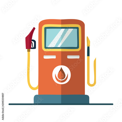 Flat design icon of a gas pump with fuel nozzle