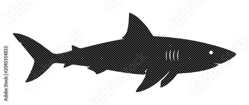 Bild auf Leinwand Great white shark silhouette vector, black predatory fish profile icon, marine a