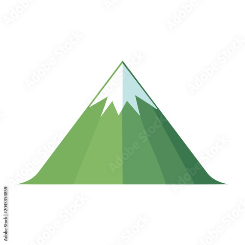 Flat design mountain icon with snow cap