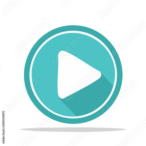 Flat design play button icon with shadow