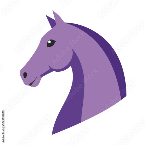 Flat design purple horse head icon