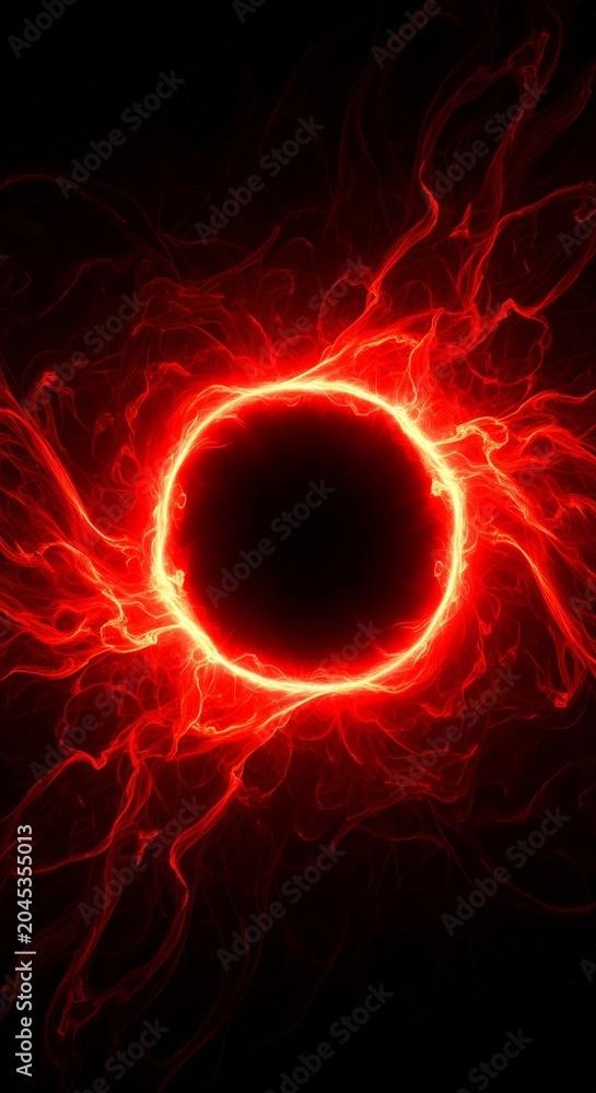 Fototapeta premium Glowing Red Energy Ring with Abstract Plasma Waves Digital Artwork for Background and Graphic Design