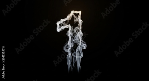 Glowing Smoke Number One Digital Artwork Isolated on Black Background with Copy Space for Design