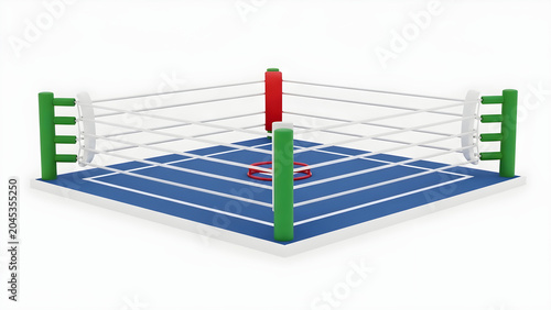 Boxers prepare for intense match in a colorful wrestling ring