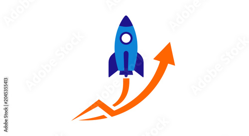 Rocket Ship Launching Upward Fast.