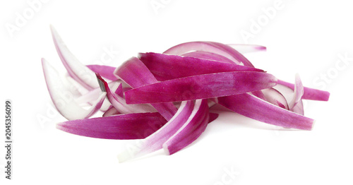 Foto Sliced red onion on white background