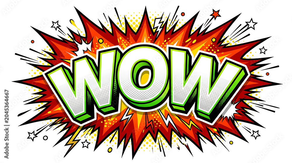 Naklejka premium Explosion of WOW word in comic book style.