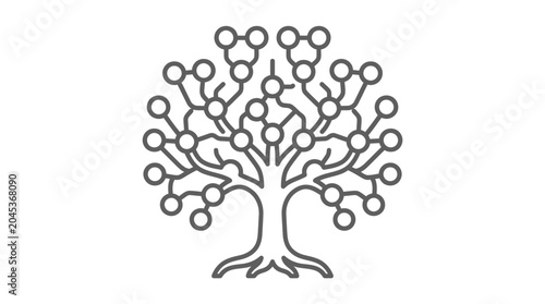 Cuadro en lienzo Family tree icon with human head silhouette nodes.
