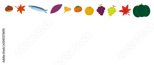 Schilderij op canvas 食欲の秋のイラスト背景素材|デコレーション向け素材/Autumn food illustration background material