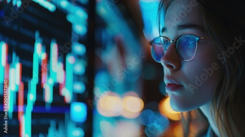 Woman analyzing financial data
