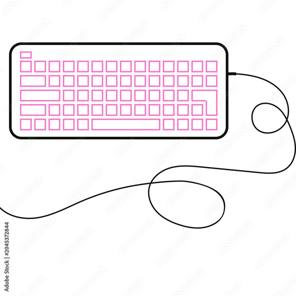 Obraz premium Pink Computer Keyboard Line Art