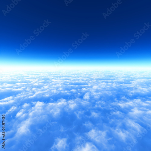 雲海の上に広がる青空と地平線の絶景背景