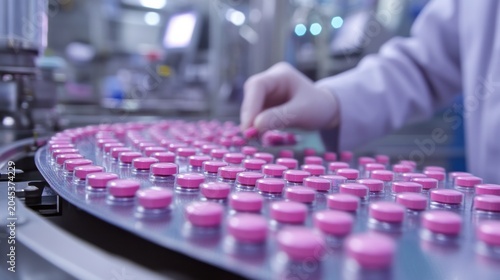 Workers Inspecting Pharmaceutical Production Line