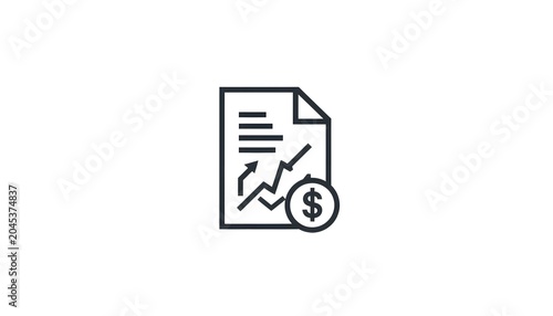 Financial Investment Document with Profit Growth Chart and Dollar Coin Icon