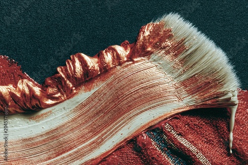 Cherry red textured surface with a thick metallic brushstroke sweeping across for luxury branding, artistic background and elegant editorial design template