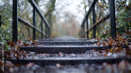 Wet steps pathway woods