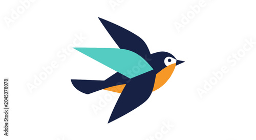 Obraz na płótnie Stylized flying swallow bird with geometric wings