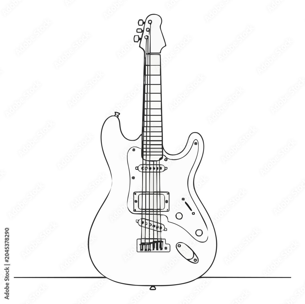 Naklejka premium Electric guitar exploded view with disassembled comp.... Generative AI
