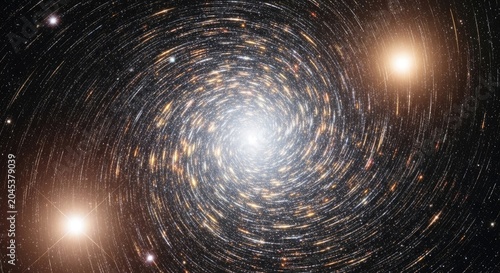 Stunning Spiral Galaxy with Bright Stars and Cosmic Dust in Deep Space.