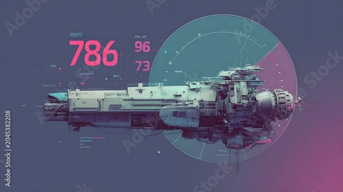 Digital infographic style with spacecraft and dates, sleek modern look, soft neon palette