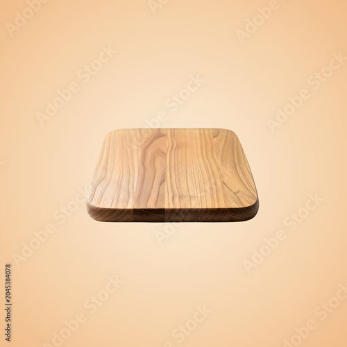 Wooden Cutting Board on Beige Background