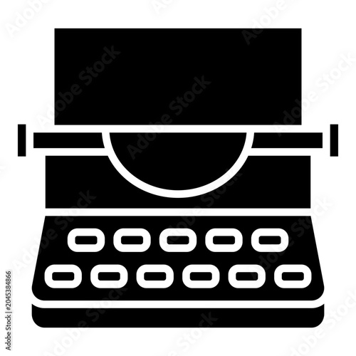 Old typewriter glyph solid icon