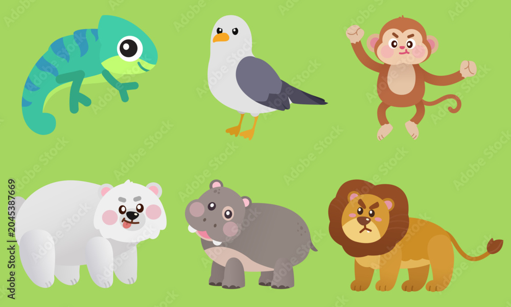 Naklejka premium Cute 3d cartoon animal elements collection