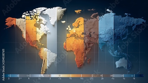 Time zone world map with realistic shading, clear labeled divisions, high-contrast professional infographic style