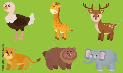 Photography Cute cartoon wild animals elements collection