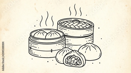 Minimalist Vintage Style of Bao Illustration