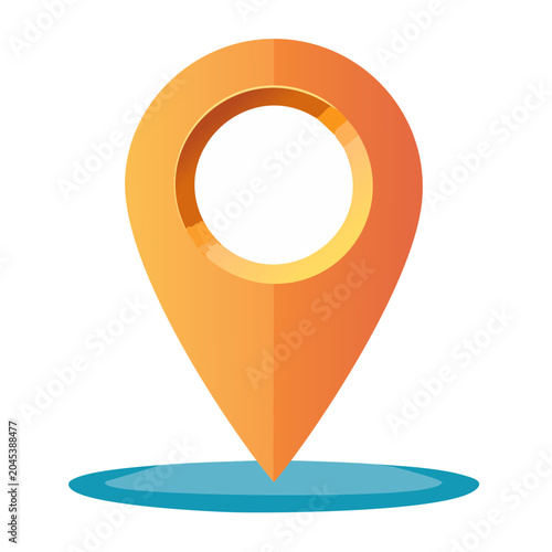 Orange location pin icon on white background