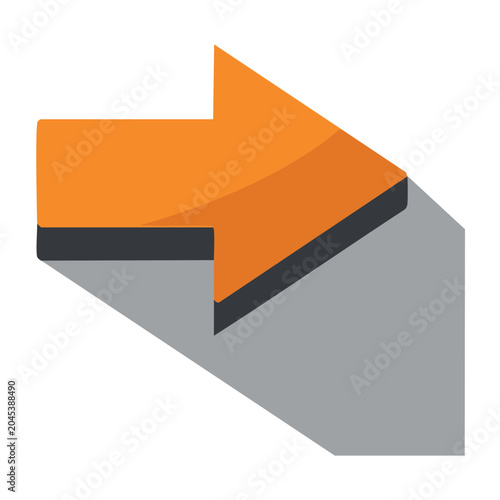 Orange arrow icon with long shadow