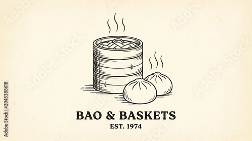 Bao and Baskets Vintage Logo Design