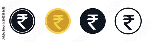 Foto Indian rupee symbol icon set, INR currency sign and money symbol collection vect