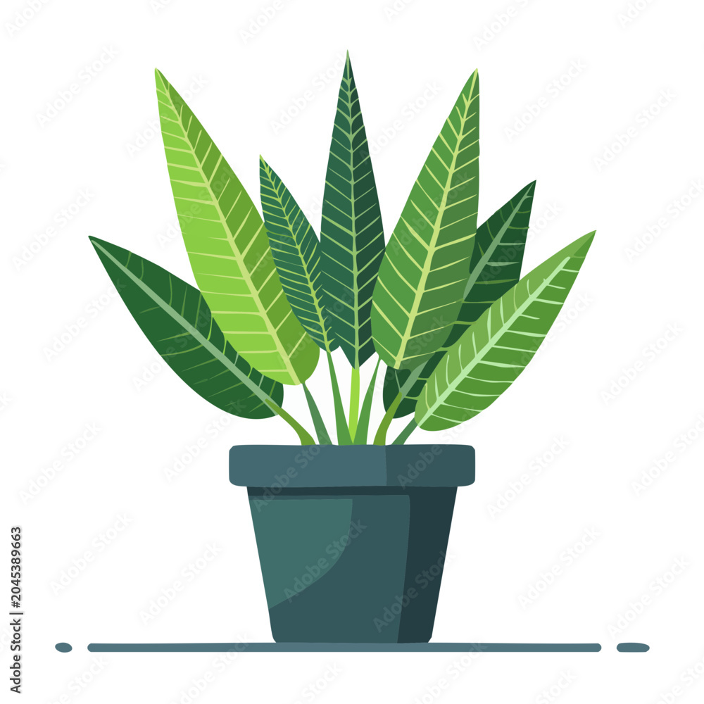 Obraz premium Flat design potted plant with green leaves