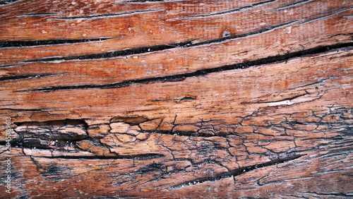 Obraz na plátne Cracked Weathered Wood Texture Background Close-Up