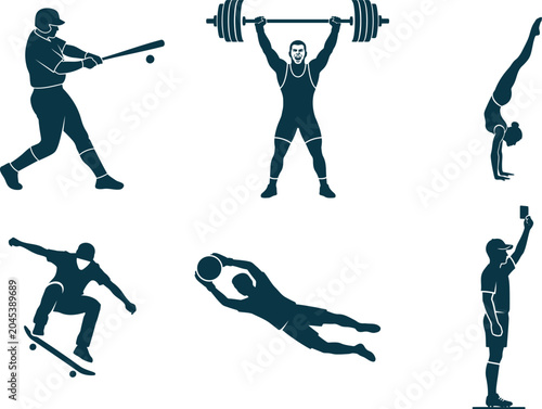 Принти на полотні Silhouette icons of people performing various sports and exercises  fitness and