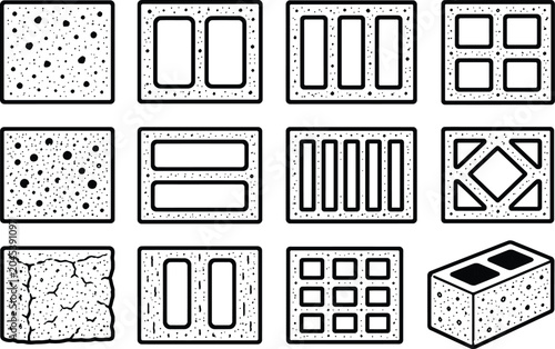 Bild auf Leinwand Landscape Architecture CAD Hatch Pattern Set Concrete Block Texture Symbol Vecto