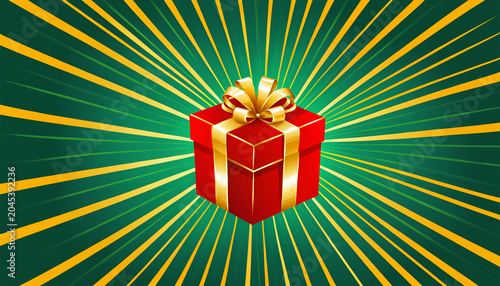 red wrapped square gift box...