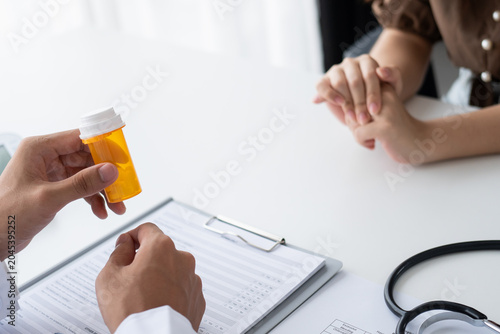 Healthcare. Doctor and patient are discussing interview consulting patient. Professional medical doctor in the hospital. Healthcare and medical