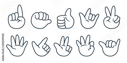 Hand Gesture Icon Set Collection with Popular Finger Signs